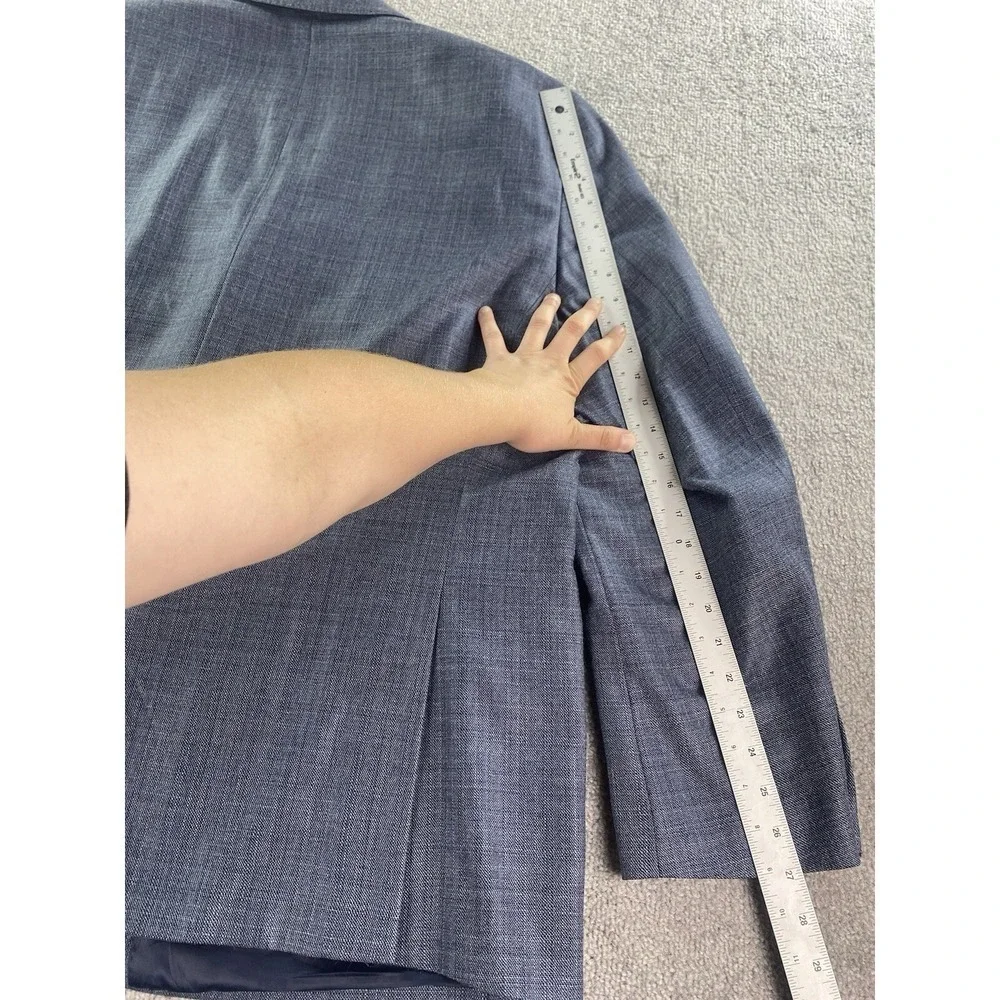 Lauren Ralph Lauren Suit Jacket 52 R Blue Silk Wool Luxury Designer Black Label